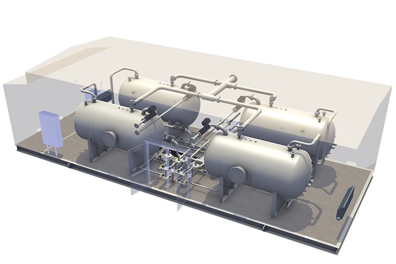 Industrial processing equipment for separating liquids, gas, and sand in oil and gas production. (DNOW U.S. Process Solutions)